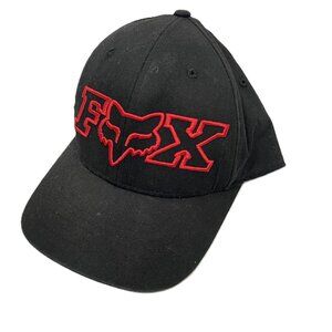 Fox Racing Flex Fit Hat Moto S/M Black Red F Head X Logo Outdoor Racing
